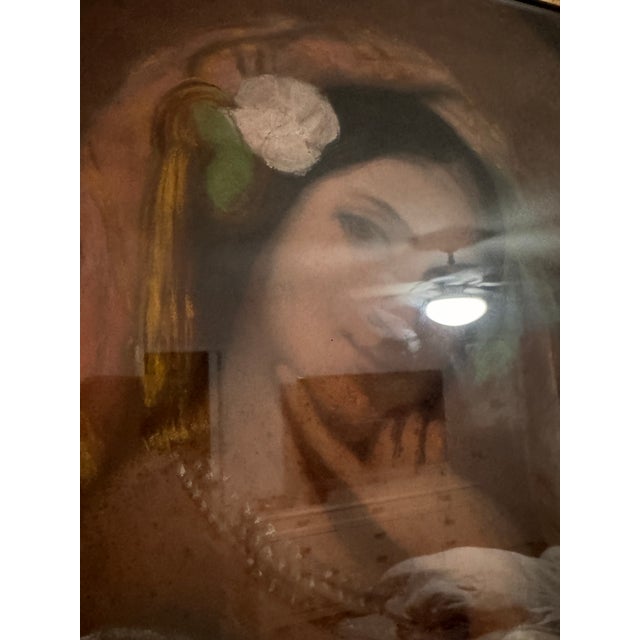 Early 20th Century After François Delarue “Señorita in Blue” Pastel Portrait Under Glass For Sale In West Palm - Image 6 of 9