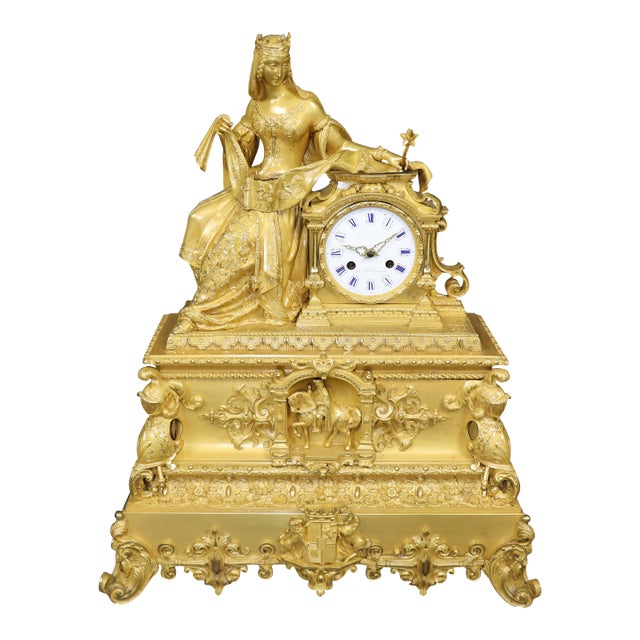 Antique French 19th C. English Style Mantle Clock by Guenee For Sale