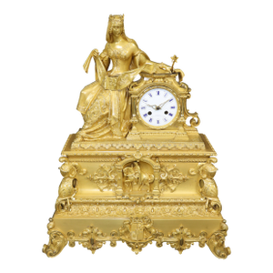 Antique French 19th C. English Style Mantle Clock by Guenee