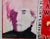 Painting and collage elements on stretched canvas by Hedy Klineman. Andy Warhol Auction Series, 9/89. Serigraphy images of...