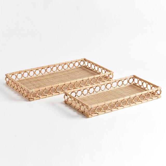 So much to love about this pair of well-scaled trays. The novelty of the pattern, the skilled artistry, the varying tones....