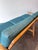 1960s Beechwood Mid Century Danish Modern 3 Seater Sofa Reupholstered in a Blue Chenille For Sale - Image 10 of 10