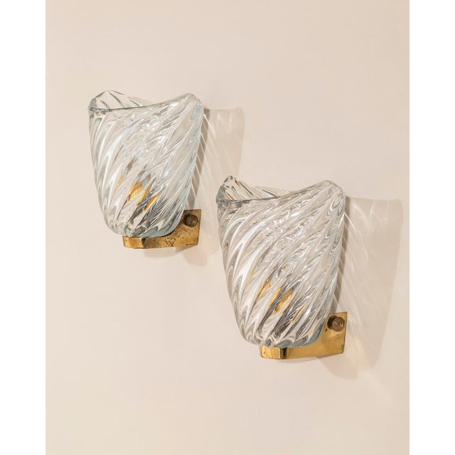 Metal Murano Glass Wall Lamps by Venini, 1950, Set of 2 For Sale - Image 7 of 7