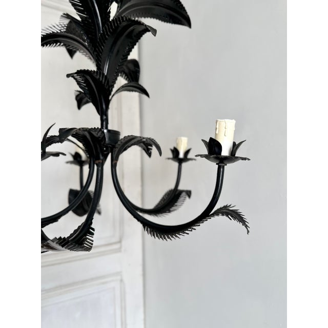 Vintage French Black Tole Chandelier, 1960s For Sale - Image 4 of 18