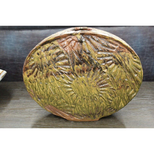 Brutalist 1990s Aleph Hammer Brutalist Outsider Art Oval Vase For Sale - Image 3 of 6