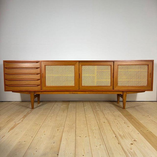 Wood Vintage Scandinavian Teak Sideboard with Rattan Doors For Sale - Image 7 of 12