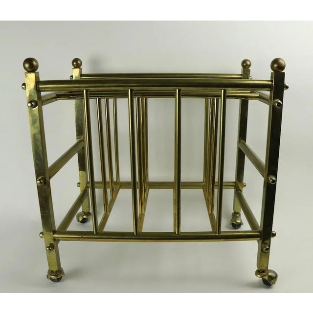Mid-Century Modern Brass Canterbury Magazine Rack For Sale - Image 3 of 9