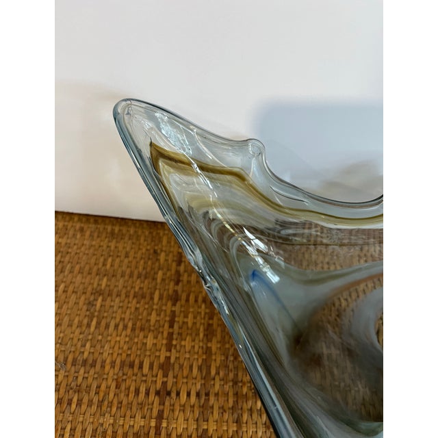 Celadon Mid Century Hand Blown Swirl Glass Swan For Sale - Image 8 of 12