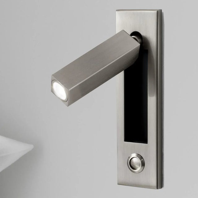 Mid-Century Modern Brushed Nickel Led Dock Button Reading Light For Sale - Image 3 of 3