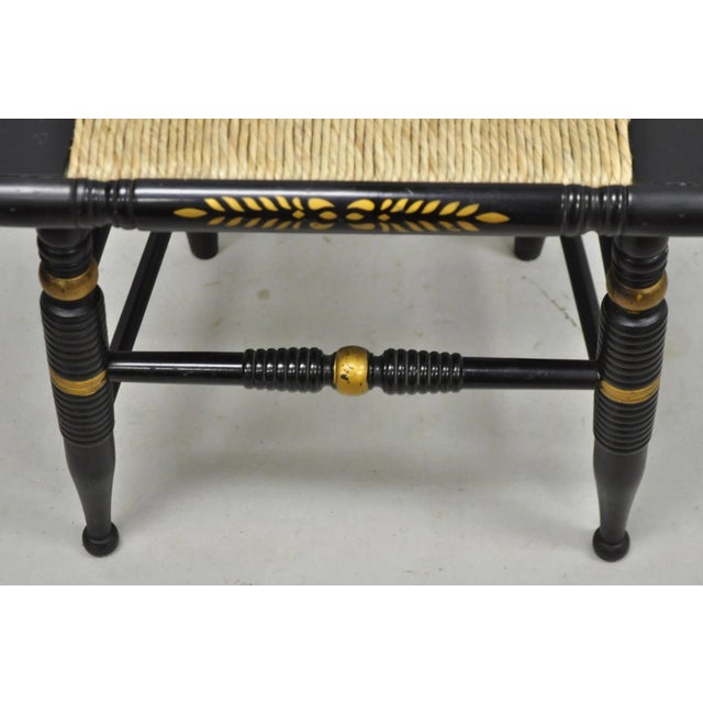 Vintage Nichols & Stone Hitchcock Harvest Stencil Painted Black Side Chair For Sale - Image 9 of 13