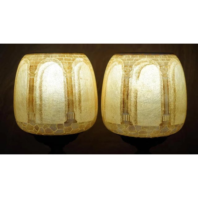 Large Vintage Table Lamps with Corinthian Roman Pillar Shades, Set of 2 For Sale - Image 12 of 18