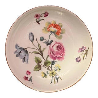 Antique 18th Century German Meissen Porcelain Botanical Saucer Dish Painted With Flowers and Roses For Sale