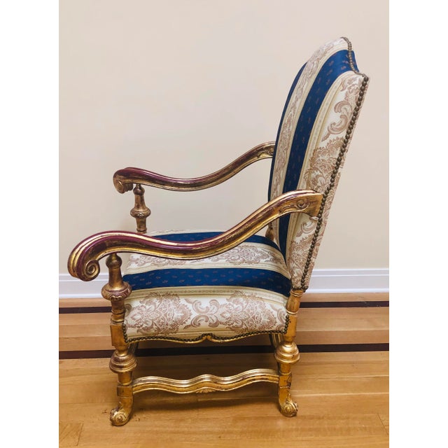 1900 - 1909 Antique Gold Gilt Large Chair For Sale - Image 5 of 10