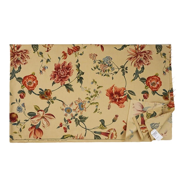 Brunschwig & Fils “Kyoto” Exotic Flowers & Fruits Fabric – 2.4 Yds – Hand-Printed Luxury Textile For Sale