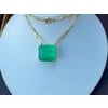 Vintage GIA Certified 20 Ct Emerald cut Colombian Emerald Necklace 18 Kt Y Gold For Sale - Image 16 of 18