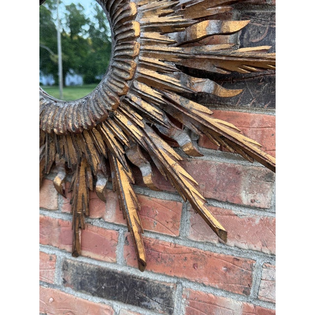 Gold Vintage French Sunburst Mirror For Sale - Image 8 of 11