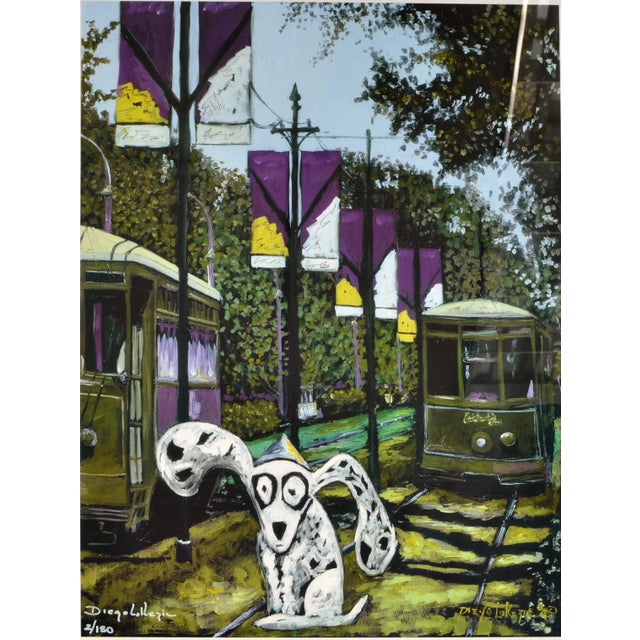 2004 Original Diego Lukezic Framed Print Art Tango Dog New Orleans Streetcar For Sale - Image 12 of 18