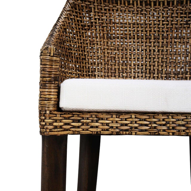 Wood Coastal Rattan Barstool For Sale - Image 7 of 8