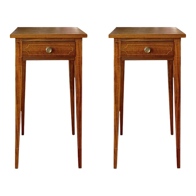 Early 19th Century English Hepplewhite Inlaid Side Tables - a Pair For Sale