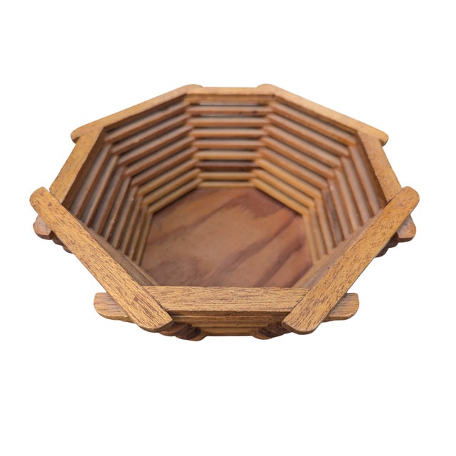 Vintage Popsicle Stick Folk Art Decorative Bowl For Sale In Charlotte - Image 6 of 15