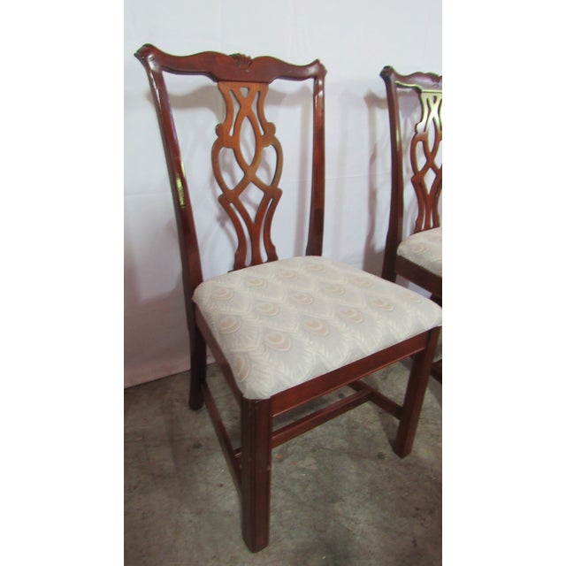 1980s Solid Mahogany Set Chippendale Dining Room Chairs For Sale - Image 6 of 15