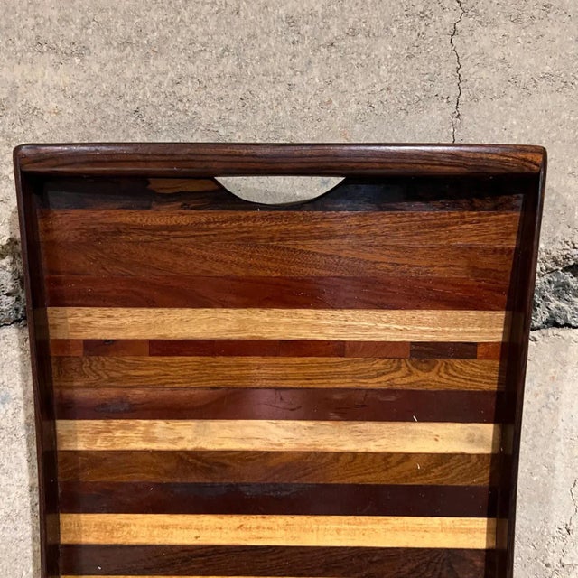 For your consideration, a service tray by Don Shoemaker produced by Señal in Mexico 1970s rich medley of exotic woods. Cut...