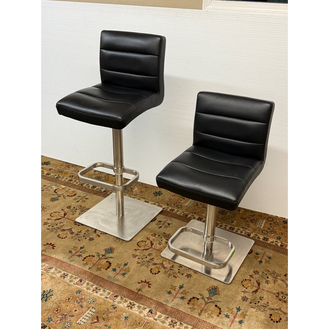 Modern Zuri Furniture Lush Adjustable Swivel Bar Stools, Pair For Sale - Image 3 of 12