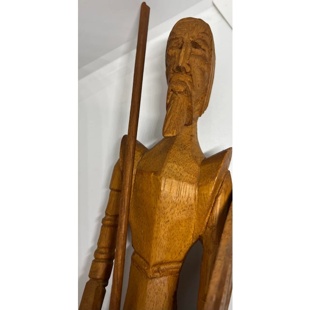 Mid 19th Century Hand Carved Don Quixote Sword & Shield Wooden Statue For Sale In Washington DC - Image 6 of 12