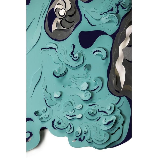 Blue Caelum Stellans Metallic Tapestry in Mirrored Finish Aluminum by Altreforme For Sale - Image 8 of 9