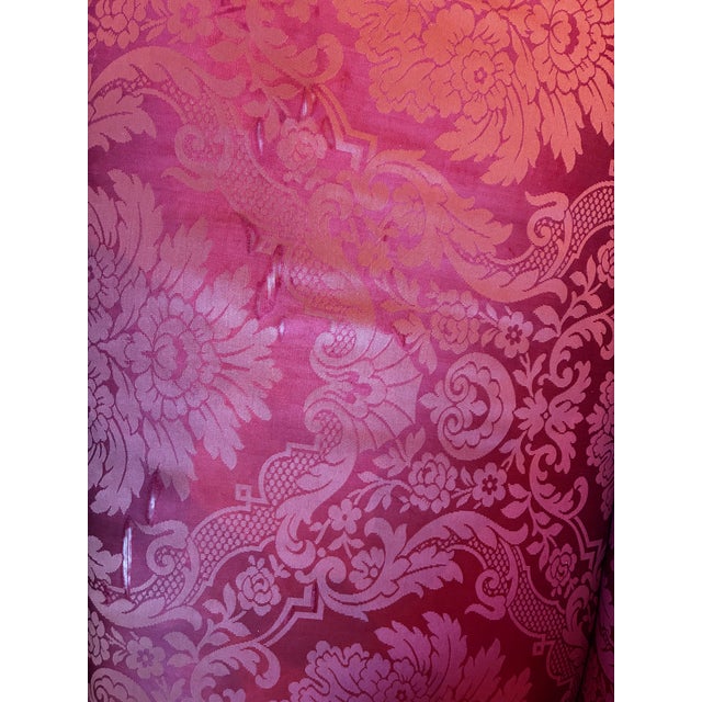 Antique Camelback Chippendale Style Damask Fabric Sofa For Sale - Image 4 of 11