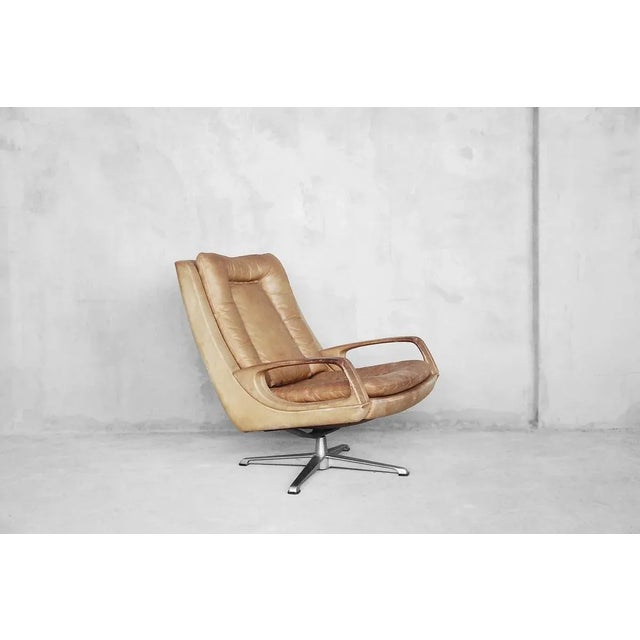 Set of Leather Swivel Chairs by Carl Straub, 1950s For Sale - Image 12 of 18