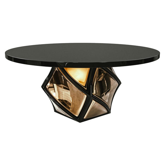 "Manchot" Round Table with Stainless Steel, Bronze, Handmade Bizimyer Furniture. Unmatched. Unrivalled. Designed by Hasan...