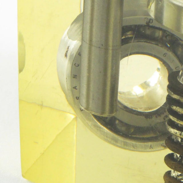 Pierre Giraudon Pierre Giraudon Style Resin Cube Sculpture Paperweight with Car Parts Inclusions 1970s For Sale - Image 4 of 7