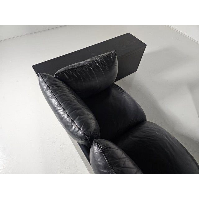 Down Sofa in Black Leather by Carlo Bartoli for Rossi di Albizzate, 1970s, Set of 2 For Sale - Image 11 of 14