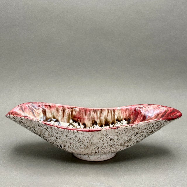 Vintage Italian Mid-Century Modern Abstract Glazed Ceramic Art Pottery Dish Catchall For Sale - Image 4 of 8