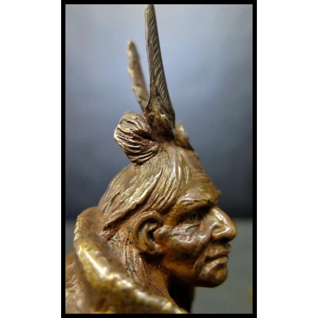 Metal Vintage American Indian Bronze, by Carl Kauba For Sale - Image 7 of 8