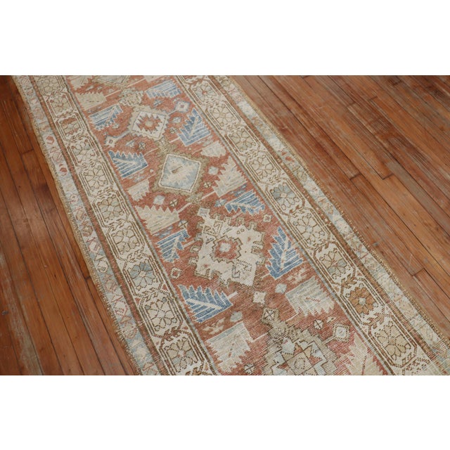 Terracotta Persian Antique Runner - 3' x 14'3" For Sale - Image 17 of 18