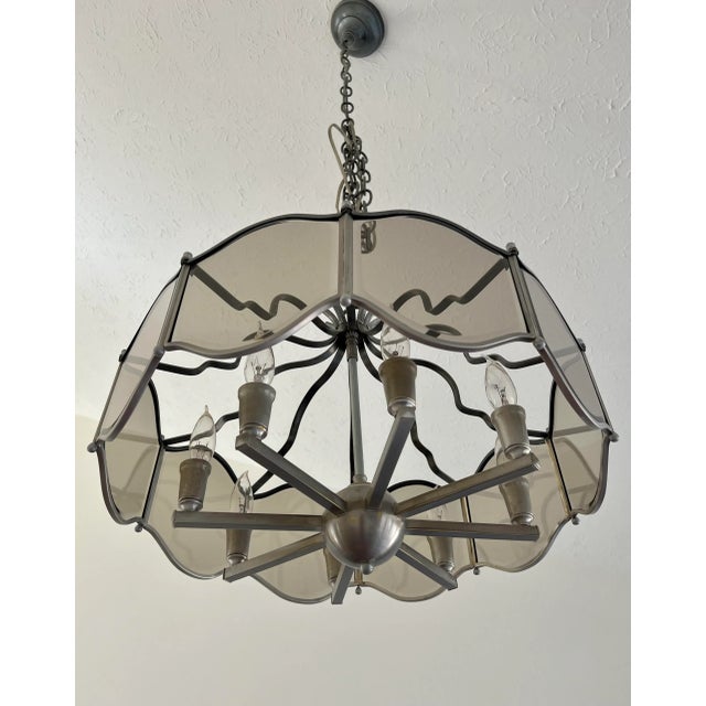 1970s 1970’s Glass and Chrome Chandelier For Sale - Image 5 of 8