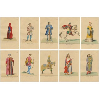 Paul Mercuri, Medieval Costume Prints, 1845, Engravings, Set of 10 For Sale