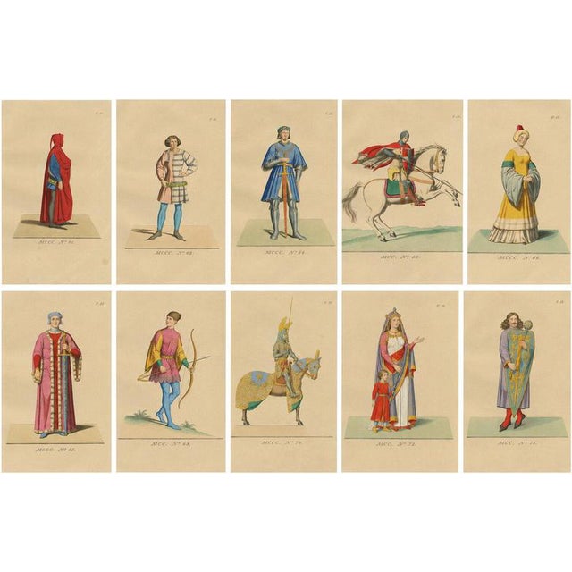Paul Mercuri, Medieval Costume Prints, 1845, Engravings, Set of 10 For Sale
