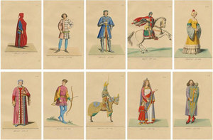 Paul Mercuri, Medieval Costume Prints, 1845, Engravings, Set of 10