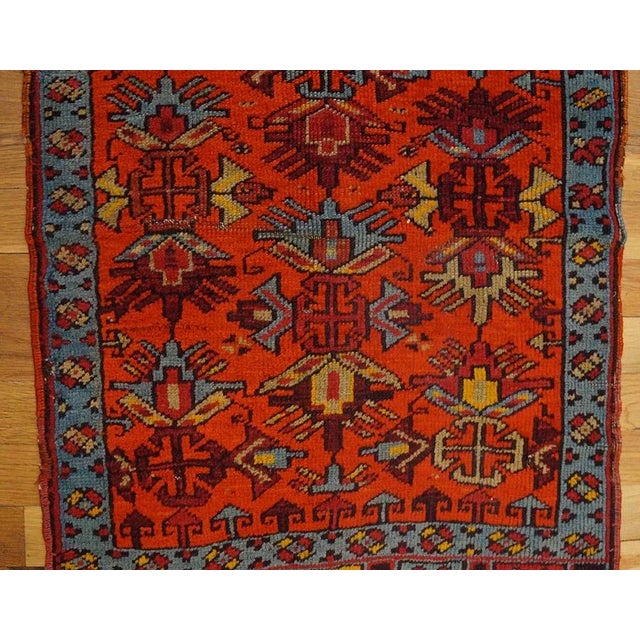 Extra Special Antique Turkish Yastik Village Rug in a Red Background Color For Sale - Image 4 of 6