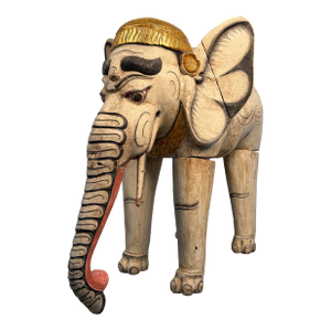 Large Hand-Carved Indian Processional Elephant Sculpture