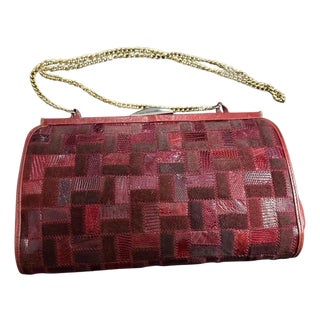 1960s Red Leather and Brass Shoulder-Bag by Niki Milano For Sale