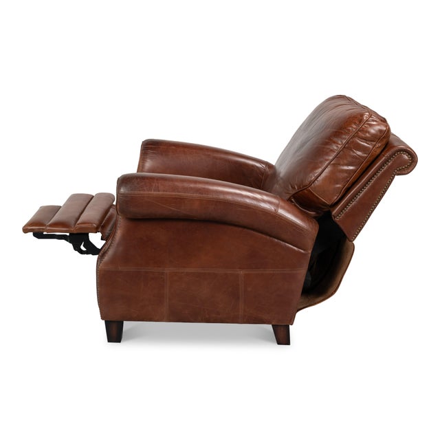 Not Yet Made - Made To Order English Club Leather Recliner in Chestnut Brown For Sale - Image 5 of 11