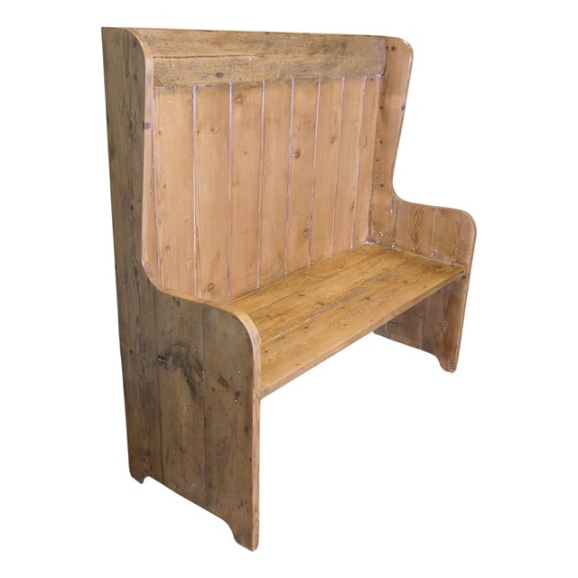 Pine High Back Settle, 1920s For Sale