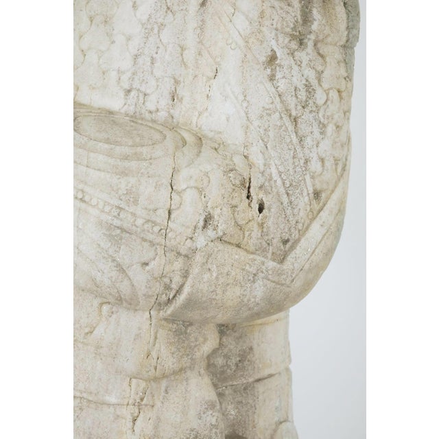 Mid 20th Century Pair of 5.5 Ft. Chinese Marble Civil Officer & Military Leader Statues For Sale - Image 13 of 16
