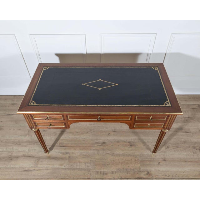 19th Century Louis XVI–Style Mahogany Double-Sided Desk with Leather Top For Sale In Atlanta - Image 6 of 13