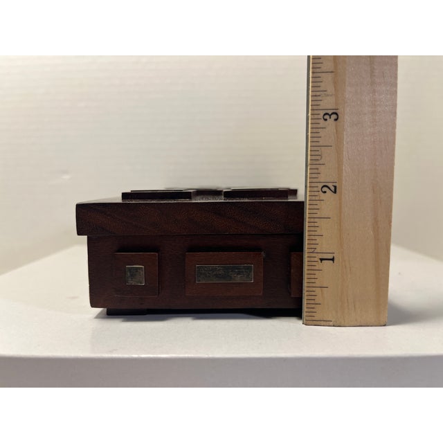 Brown 1960s Mid-Century Modern Rosewood Wood Jewelry Trinket Box Sterling Silver Inlay With Hinged Lid For Sale - Image 8 of 8