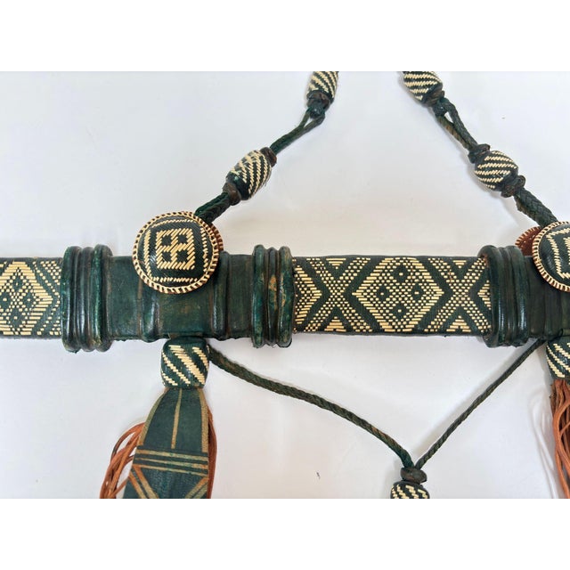 Mid 20th Century Mandinka Ceremonial Sword With Decorated Green Leather Scabbard West Africa 1950 For Sale - Image 5 of 14